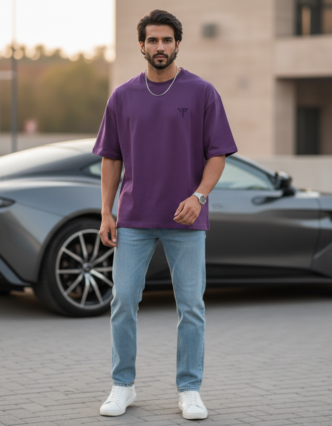 Fylsi 90s Cat Engineer Oversize T-Shirt – Purple